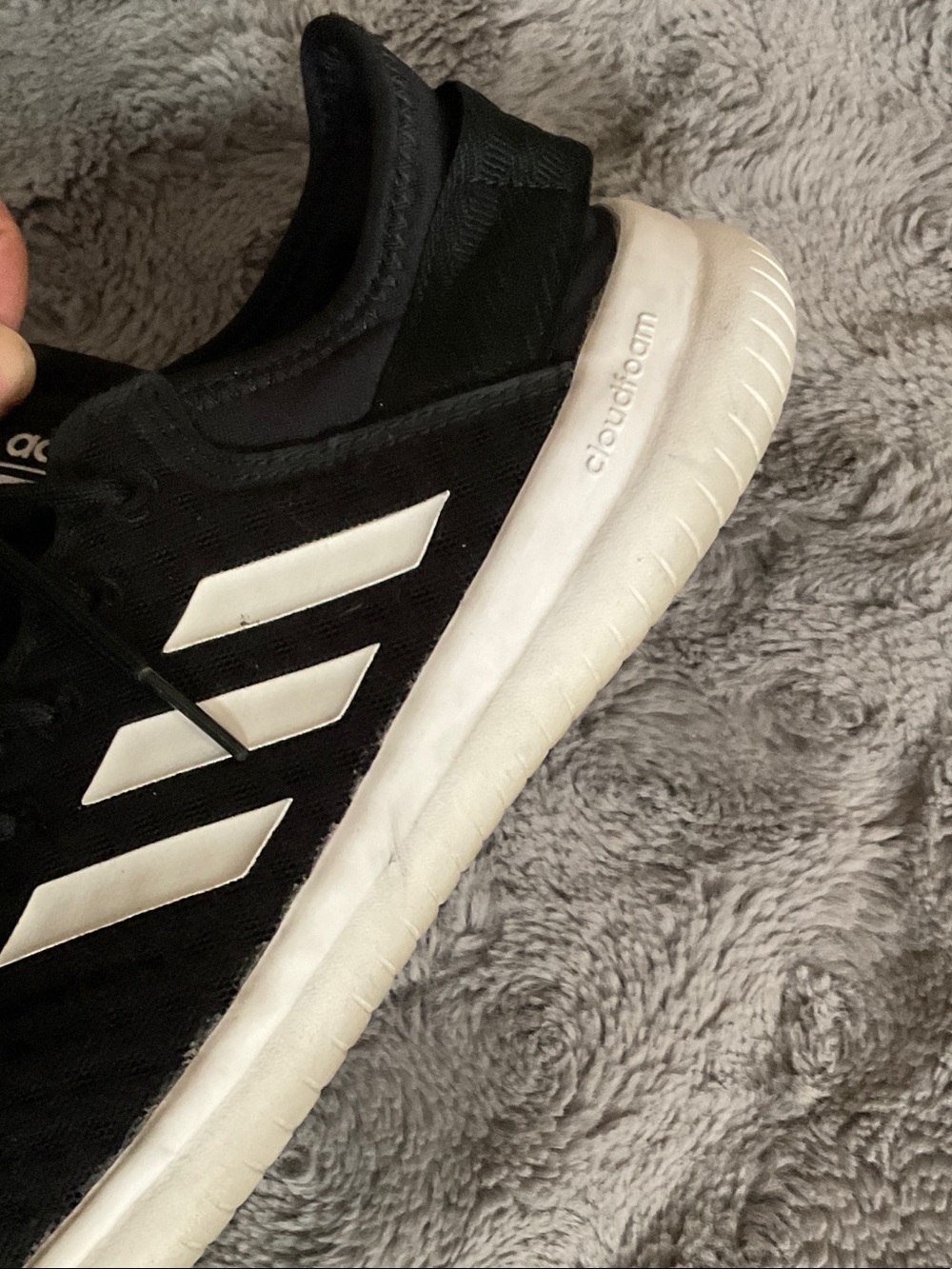 adidas Women's Black Sneakers with White Stripes - Picture 4 of 8